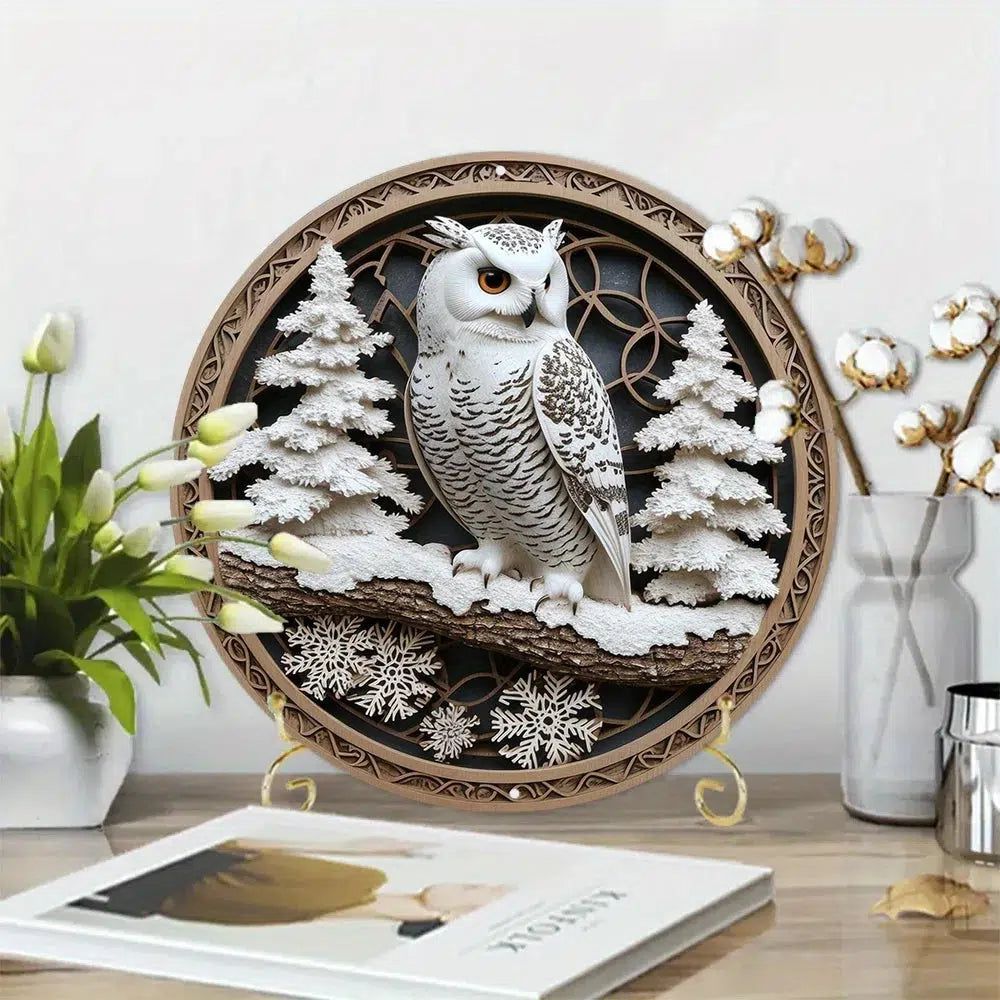 Snowy Owl Metal Sign Mystical Home Decor-MoonChildWorld