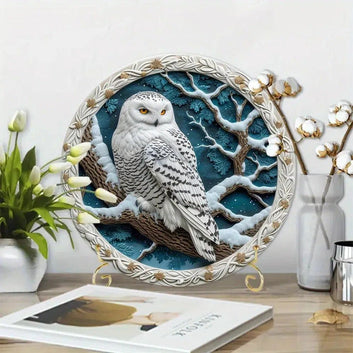 Snowy Owl Metal Sign Mystical Home Decor-MoonChildWorld