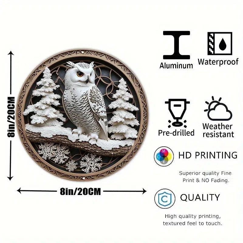 Snowy Owl Metal Sign Mystical Home Decor-MoonChildWorld