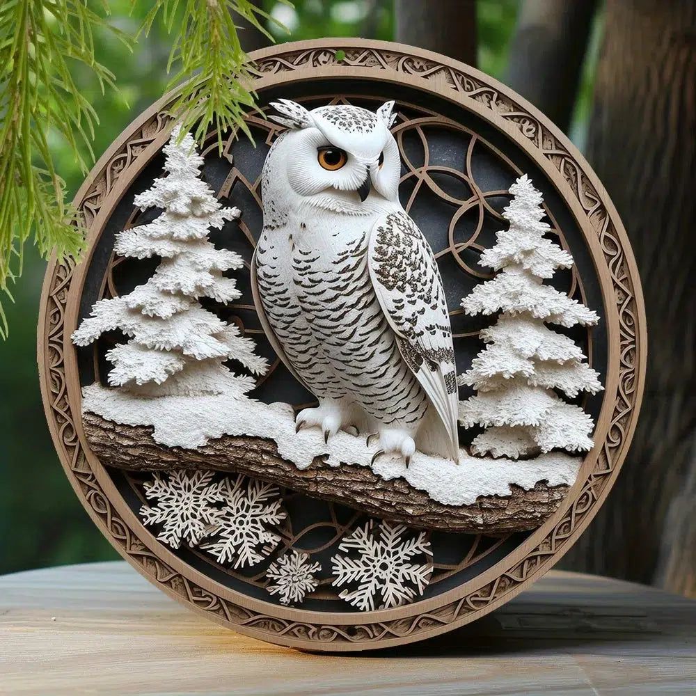 Snowy Owl Metal Sign Mystical Home Decor-MoonChildWorld