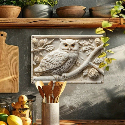 Snowy Owl Metal Sign White Owl Wall Art Spirit Animal Wall Hanging-MoonChildWorld