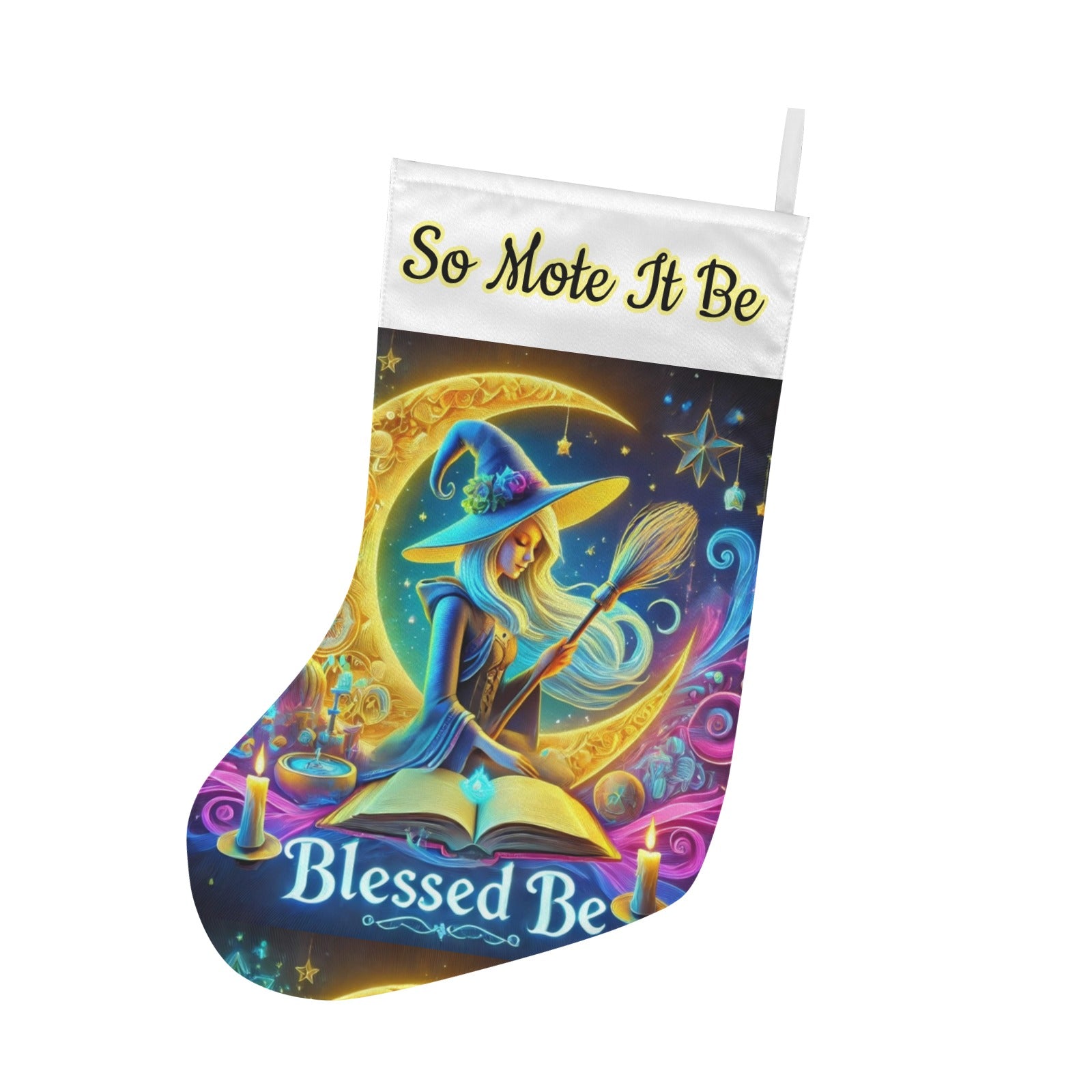 So Mote It Be Moon Witch Christmas Stocking for Yule Decorations-MoonChildWorld