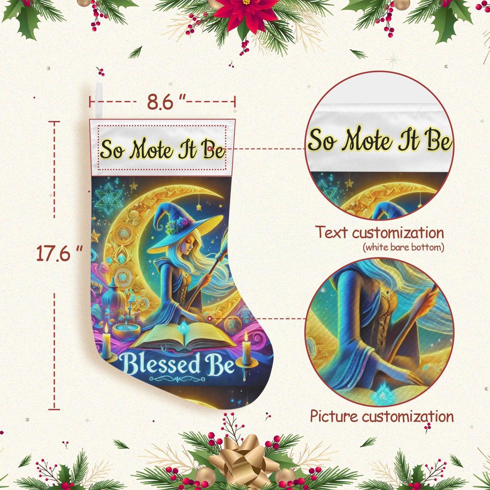 So Mote It Be Moon Witch Christmas Stocking for Yule Decorations-MoonChildWorld