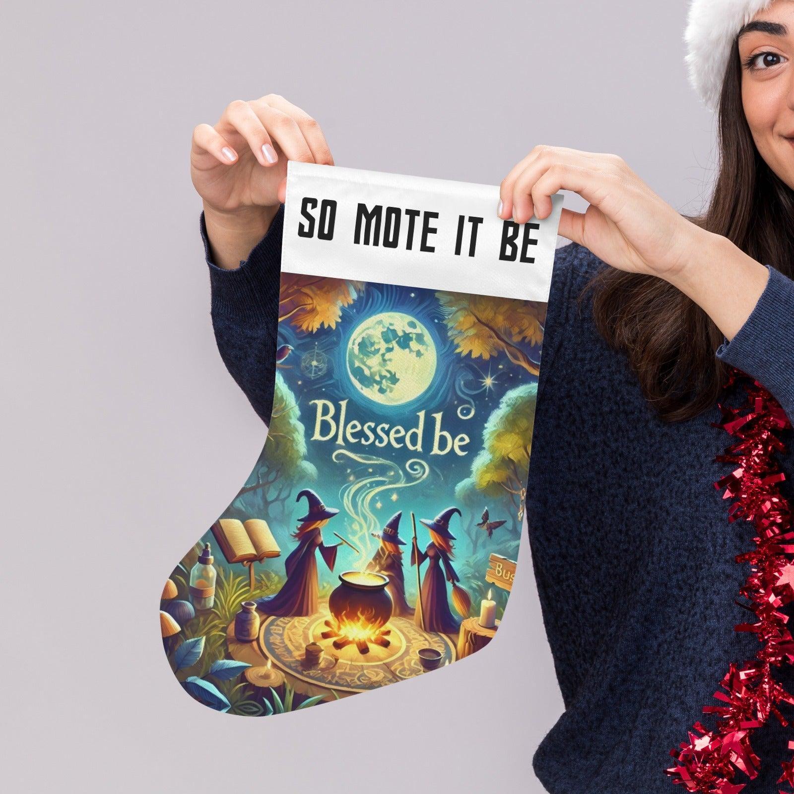 So mote it be Witch Christmas Stocking for Yule Decorations-MoonChildWorld