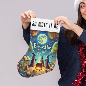 So mote it be Witch Christmas Stocking for Yule Decorations-MoonChildWorld