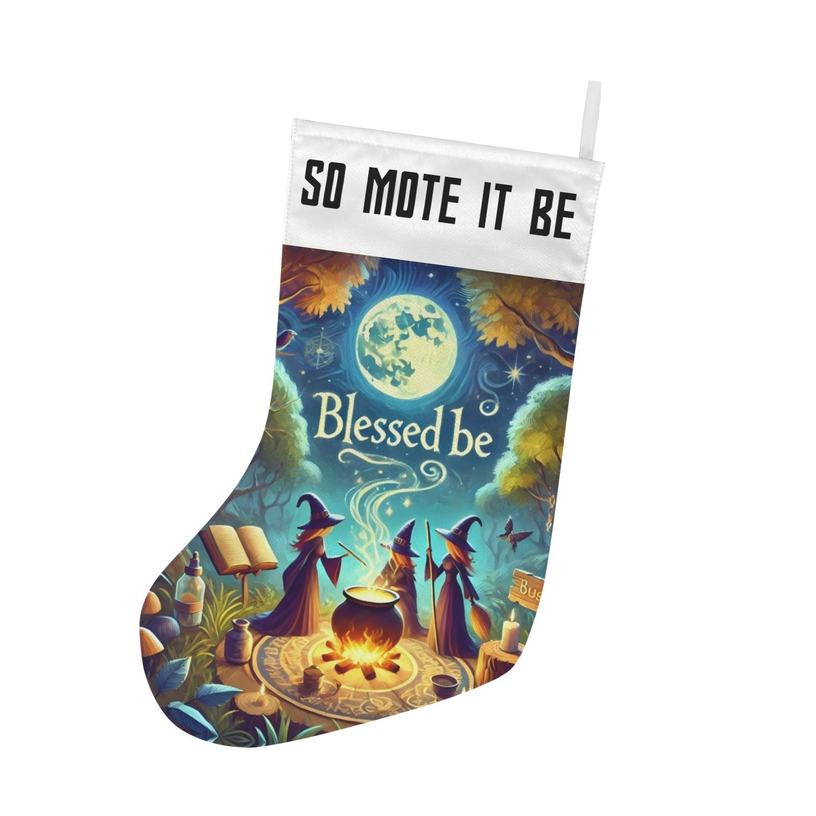 So mote it be Witch Christmas Stocking for Yule Decorations-MoonChildWorld