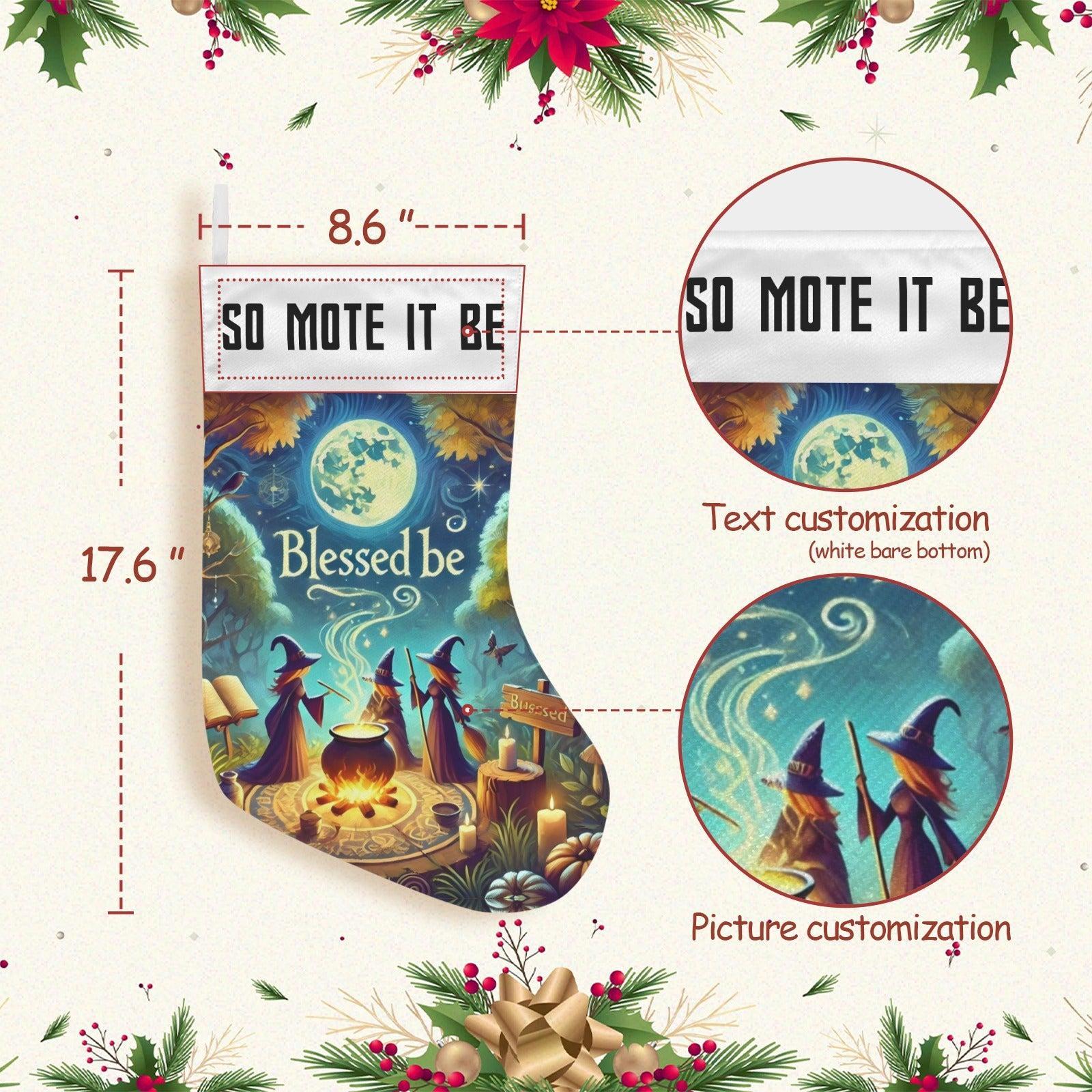 So mote it be Witch Christmas Stocking for Yule Decorations-MoonChildWorld