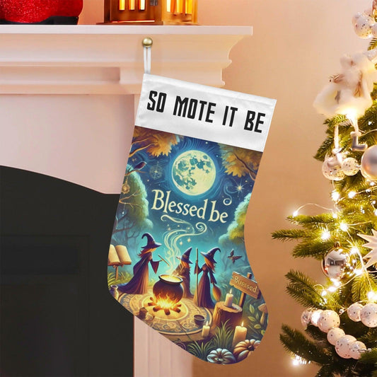 So mote it be Witch Christmas Stocking for Yule Decorations-MoonChildWorld