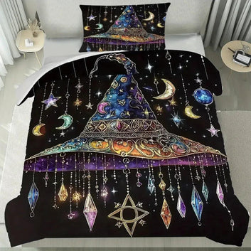 Sparkling Witch Hat Bedding Set Halloween Duvet Cover-MoonChildWorld