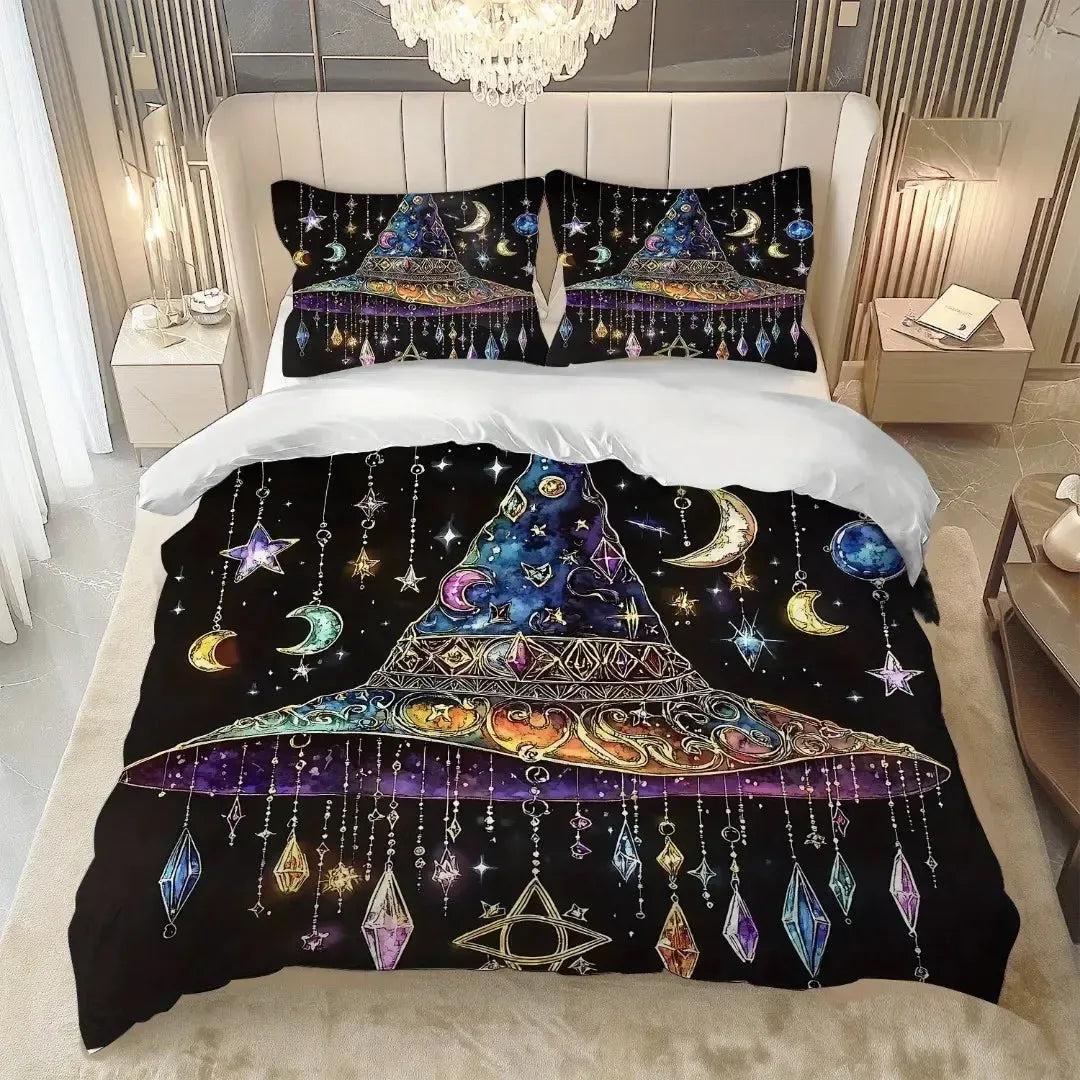 Sparkling Witch Hat Bedding Set Halloween Duvet Cover-MoonChildWorld