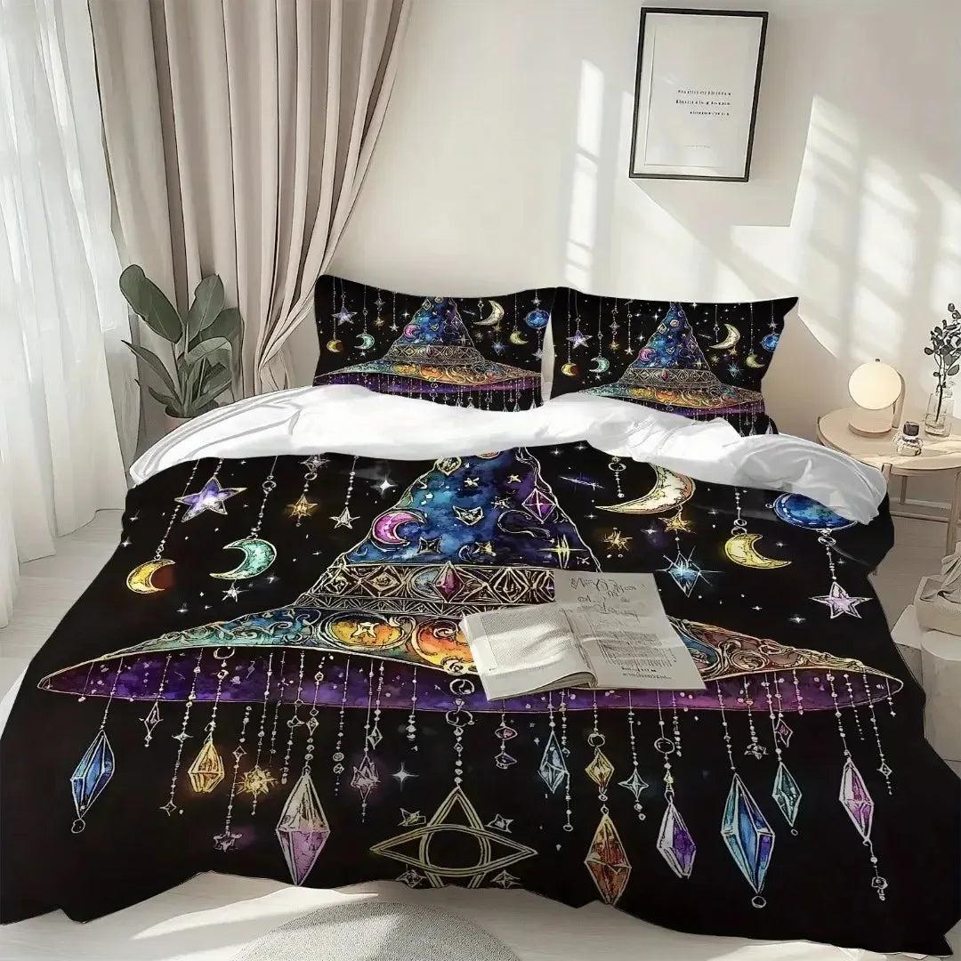 Sparkling Witch Hat Bedding Set Halloween Duvet Cover-MoonChildWorld