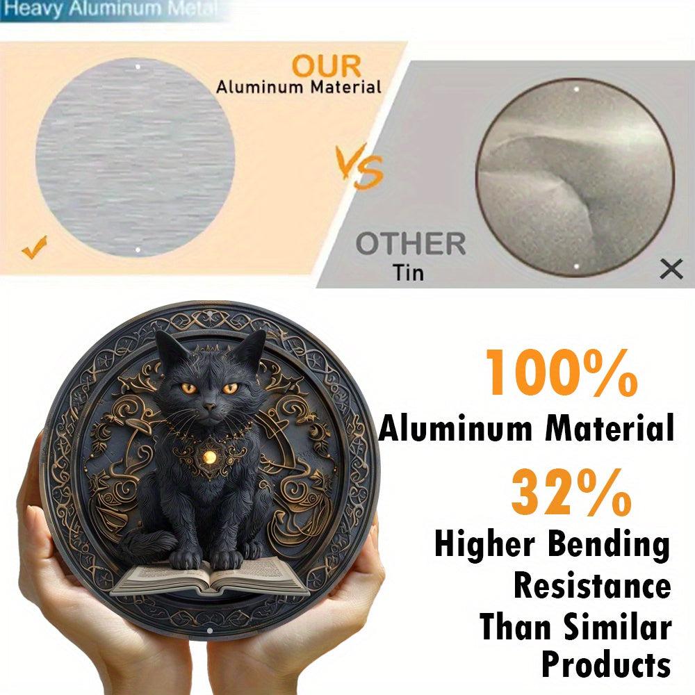 Spell Book and Black Cat Metal Sign Wicca Decor-MoonChildWorld