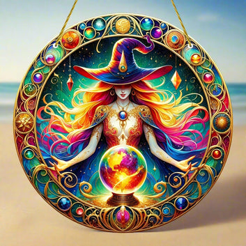 Spell Witch Suncatcher Witchcraft Acrylic Round Sign Witchy Home Decor-MoonChildWorld