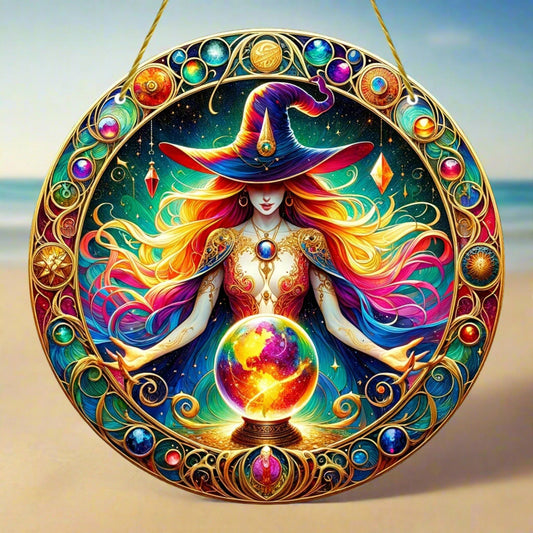 Spell Witch Suncatcher Witchcraft Acrylic Round Sign Witchy Home Decor-MoonChildWorld