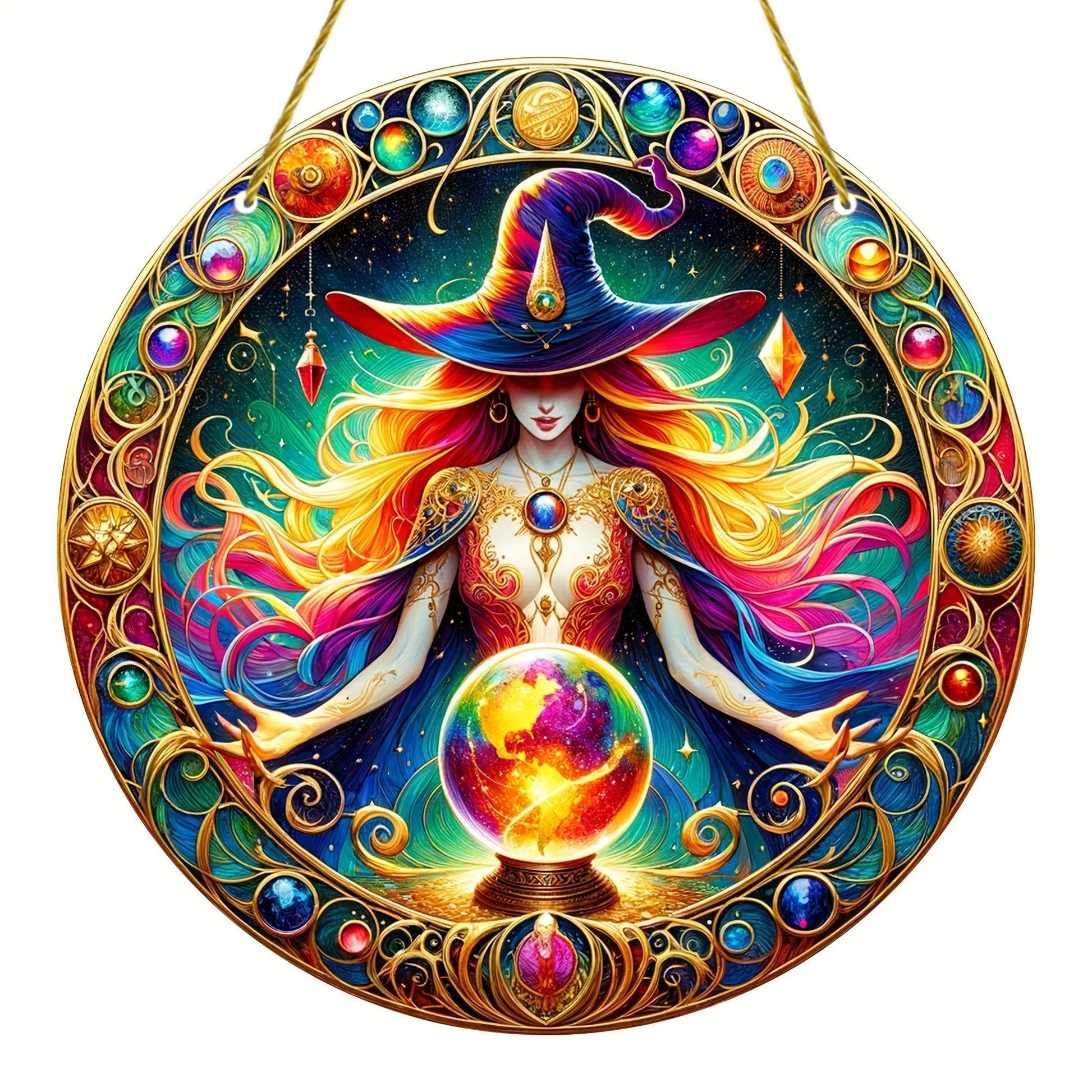 Spell Witch Suncatcher Witchcraft Acrylic Round Sign Witchy Home Decor-MoonChildWorld