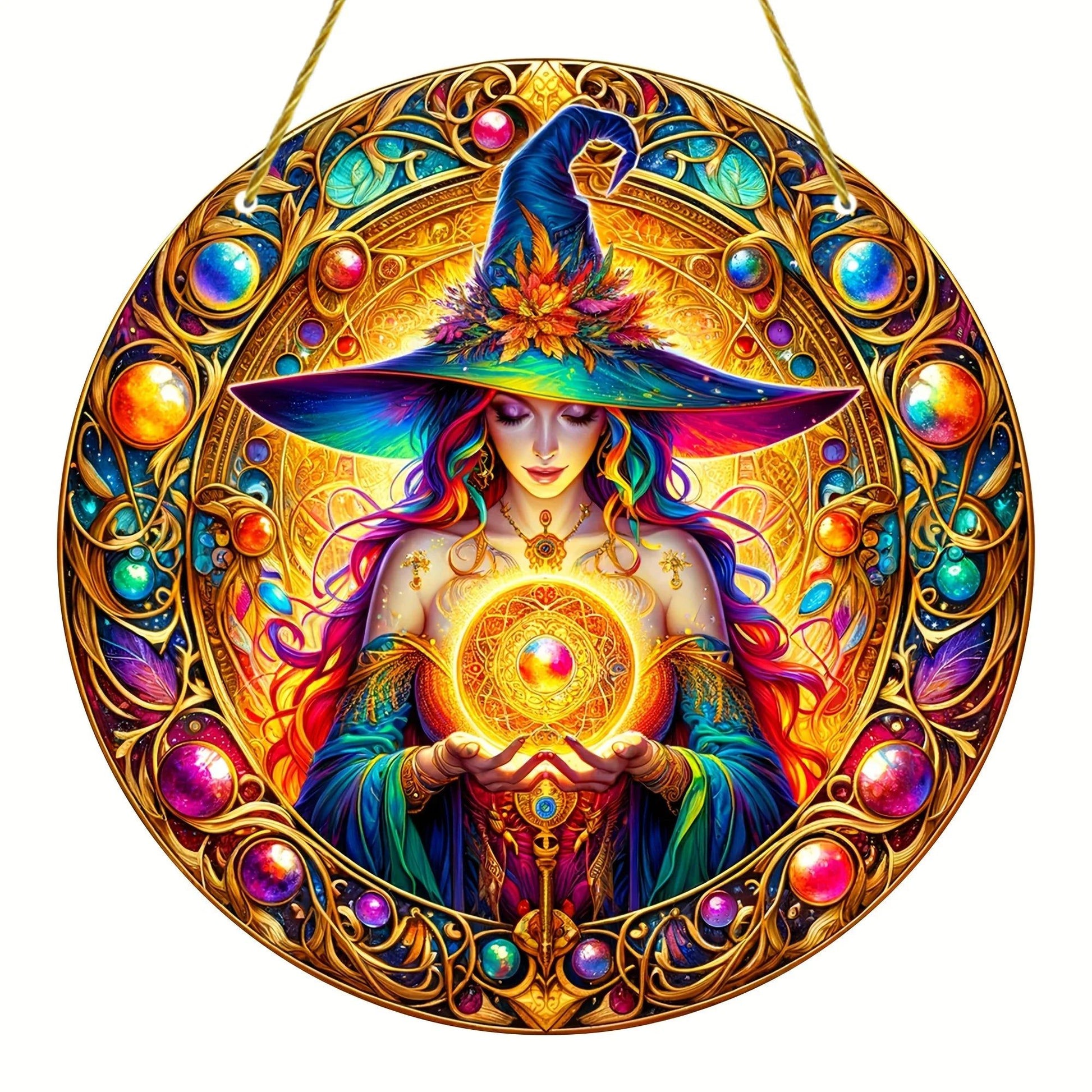 Spell Witch Suncatcher Witchcraft Acrylic Round Sign Witchy Home Decor-MoonChildWorld