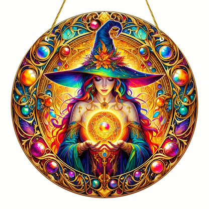 Spell Witch Suncatcher Witchcraft Acrylic Round Sign Witchy Home Decor-MoonChildWorld