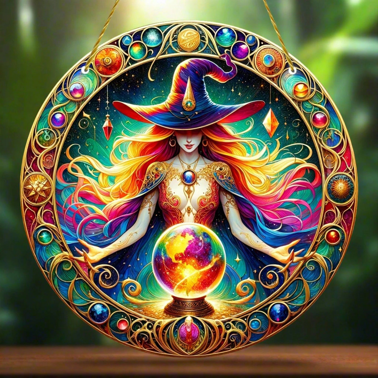 Spell Witch Suncatcher Witchcraft Acrylic Round Sign Witchy Home Decor-MoonChildWorld