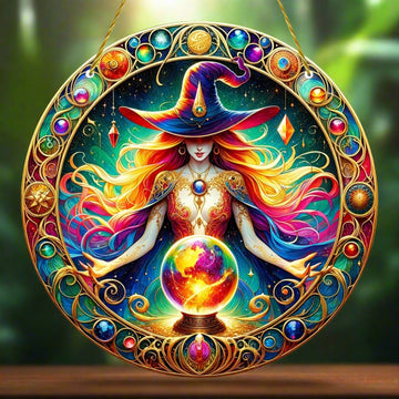 Spell Witch Suncatcher Witchcraft Acrylic Round Sign Witchy Home Decor-MoonChildWorld