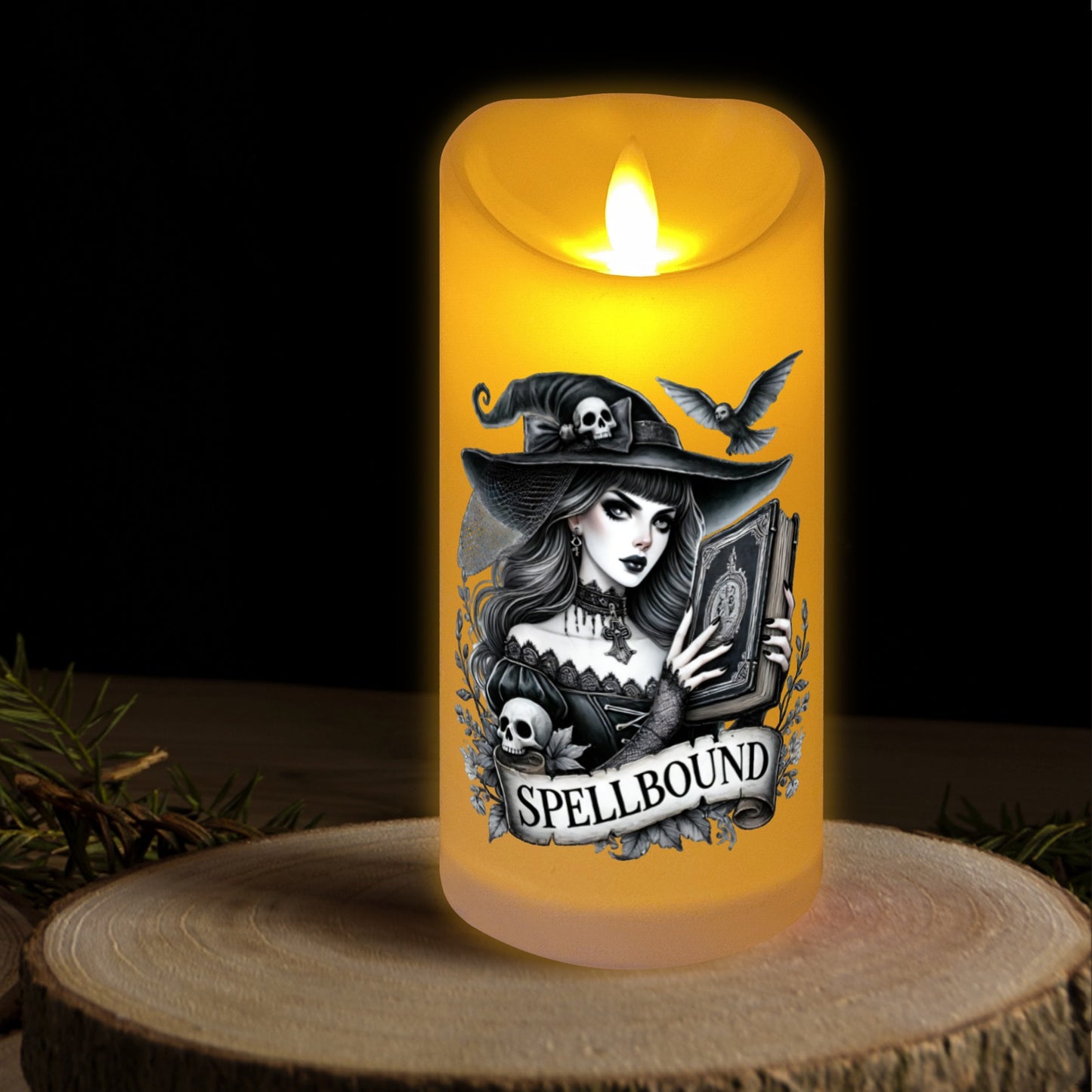 Spellbound Witch Halloween Gothic Flameless LED Candle-MoonChildWorld