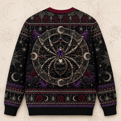 Spider Queen Sweater Web Mandala Crown Gothic Knit Jumper back view