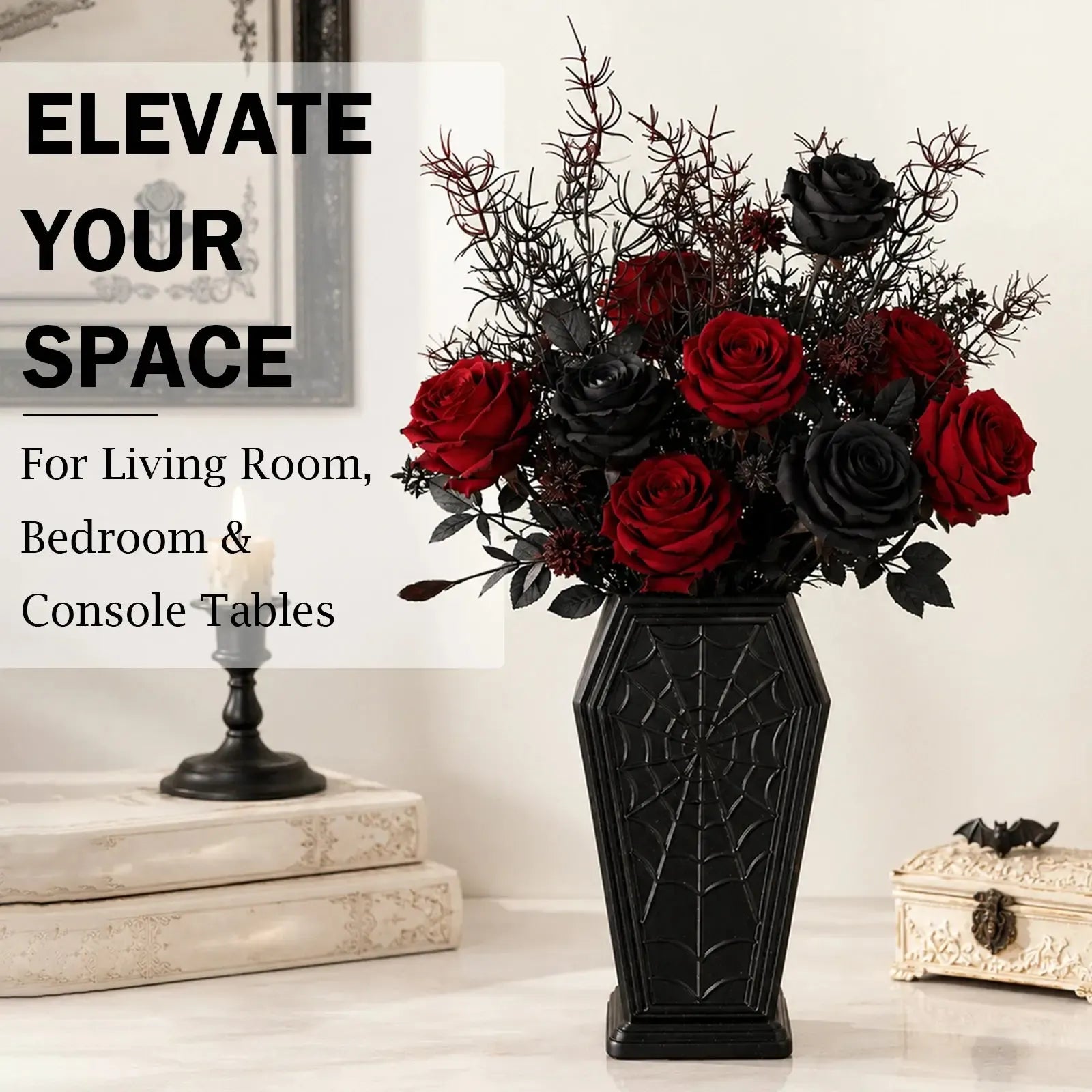 Spider web vase – styled with dried and artificial blooms
