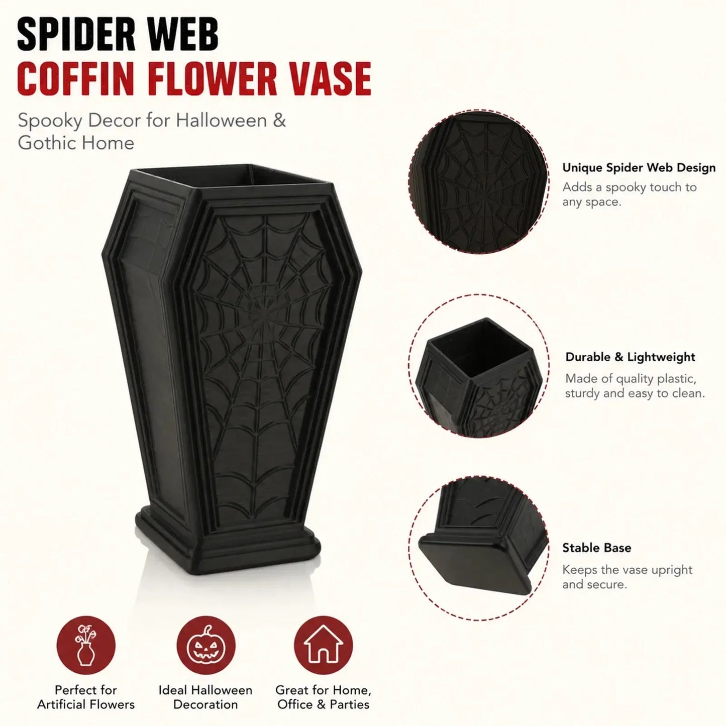 Gothic coffin vase – dark flower vessel side view