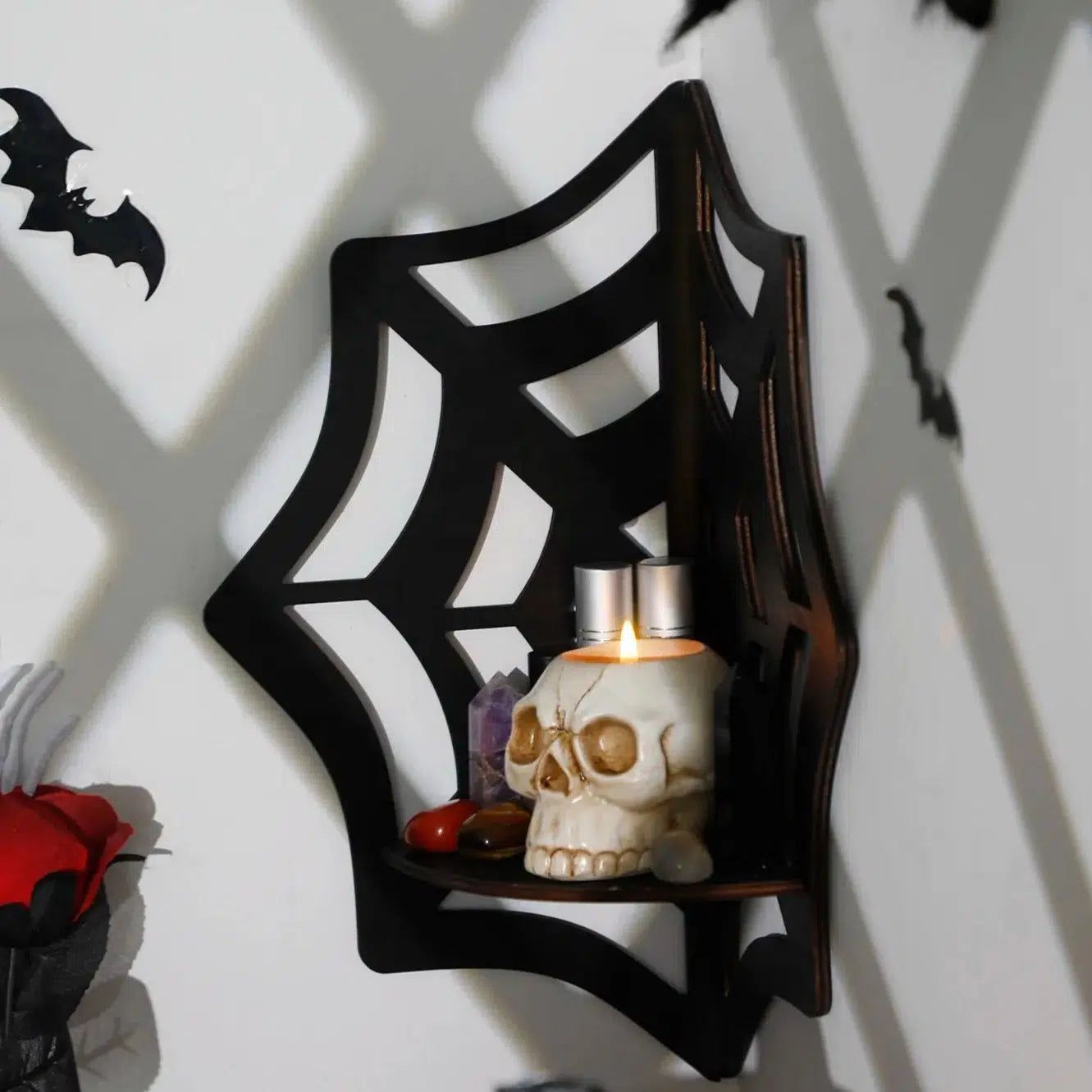 Spider Web Witch Shelf Gothic Halloween Wall Hanging-MoonChildWorld
