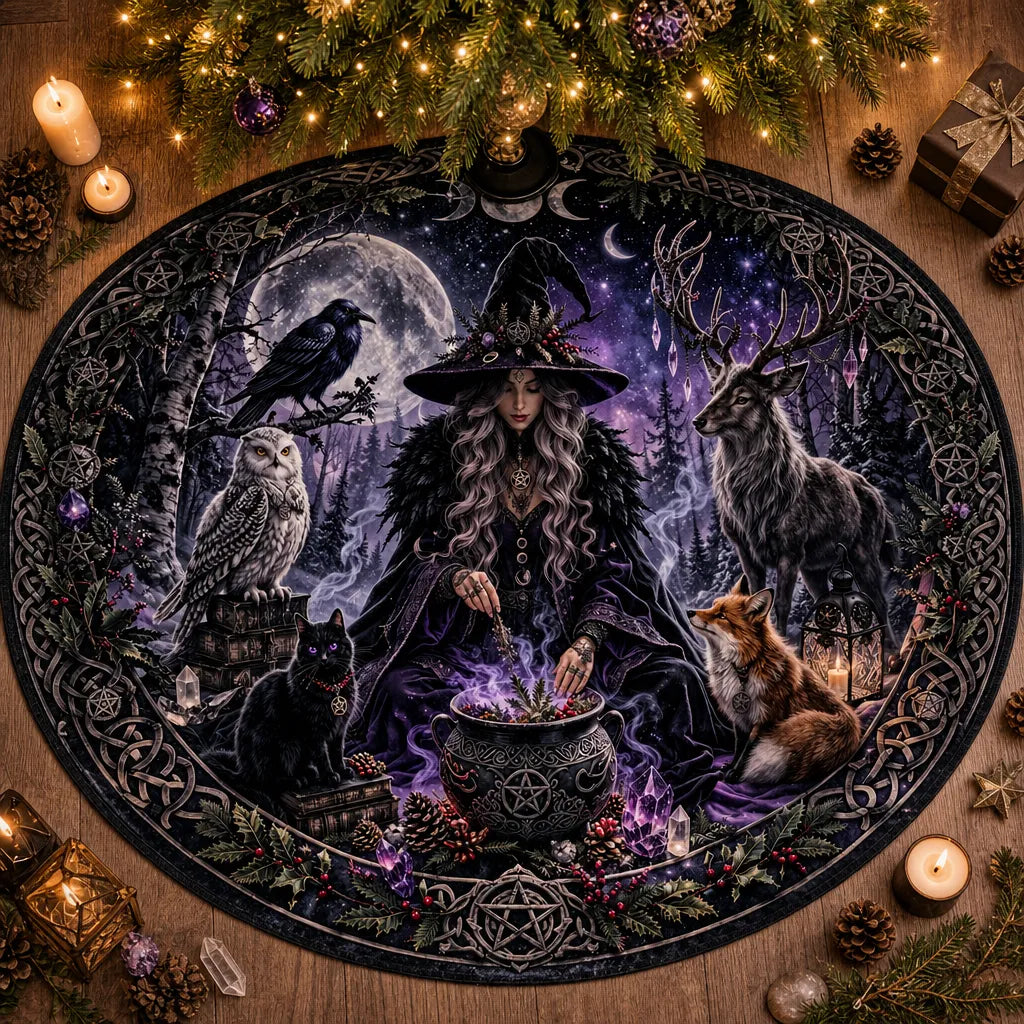 Spirit Animals Yule Tree Skirt – Pagan Witch Gothic Decor_mockup_2.webp