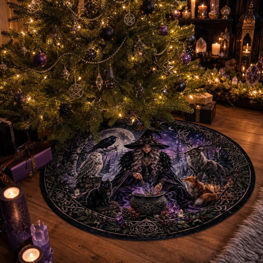 Spirit Animals Yule Tree Skirt – Pagan Witch Gothic Decor_mockup_3.webp