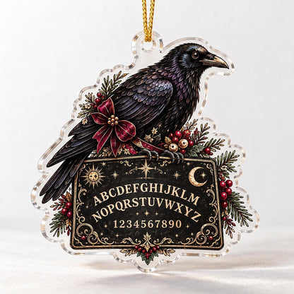 Spirit Board Gothic Christmas Acrylic Ornament Set – Planchette Decor – Spirit Board Raven ornament