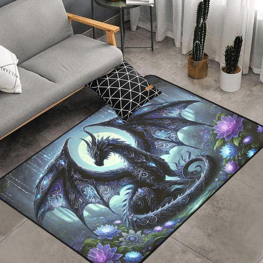 Spirit Dragon Area Rug Mythical Dragon Carpet-MoonChildWorld