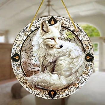 Spirit Fox Suncatcher Mystic Acrylic Round Sign-MoonChildWorld