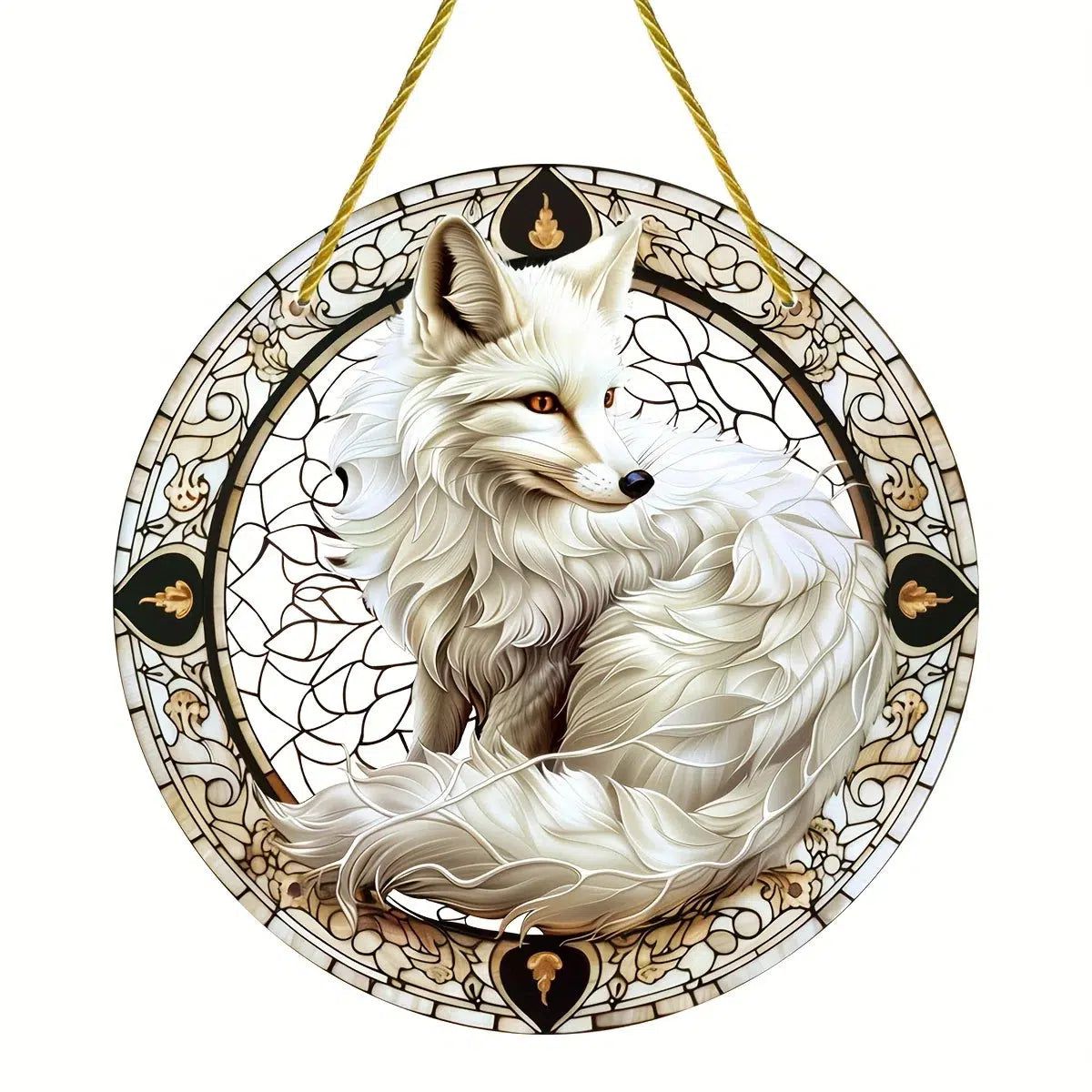 Spirit Fox Suncatcher Mystic Acrylic Round Sign-MoonChildWorld