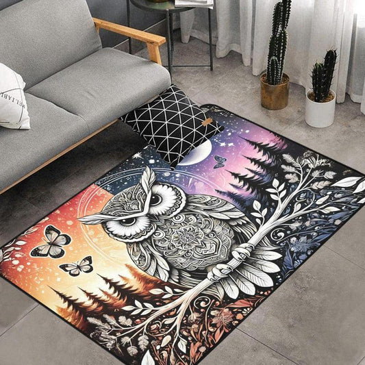 Spirit Owl Area Rug Witchy Owl Carpet-MoonChildWorld