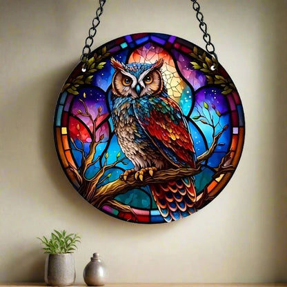 Spirit Owl Suncatcher Witchy Acrylic Round Sign-MoonChildWorld