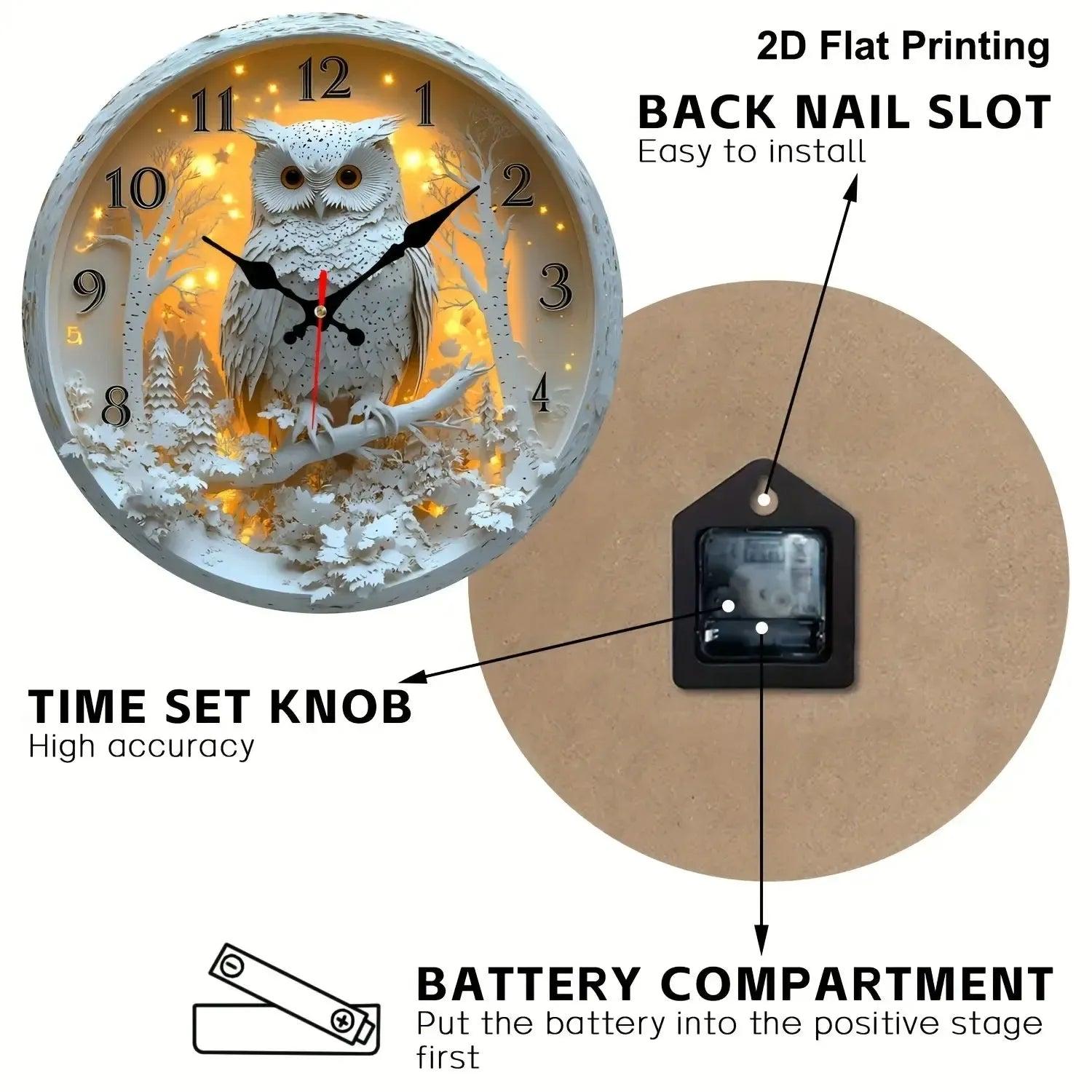 Spirit Owl Wooden Wall Clock Witchy Wall Decor-MoonChildWorld