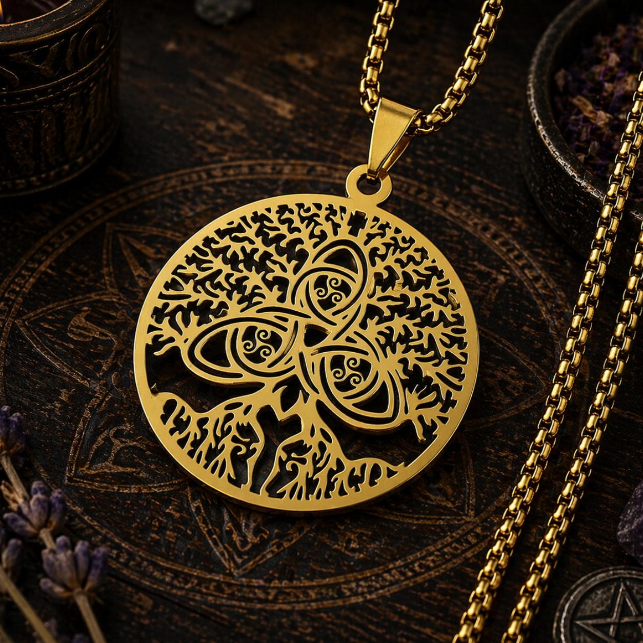 Spirit Tree of Life Celtic Knot Triquetra Trinity Necklace Pagan Jewelry-MoonChildWorld