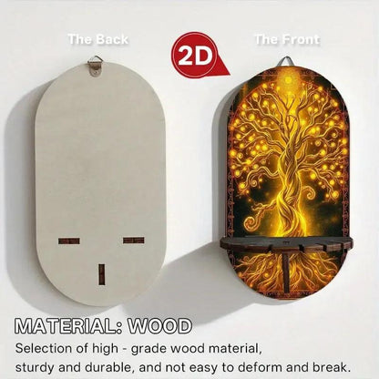 Spirit Tree of Life Crystal Display Stand Wall Shelf – Wooden Mystical Floating Shelf Pagan Altar Decor-MoonChildWorld