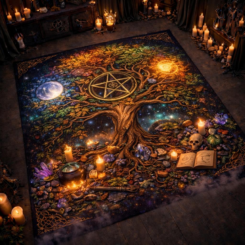 Spirit Tree of Life Pagan Area Rug – Wicca Carpet for Witchy Home Decor-MoonChildWorld