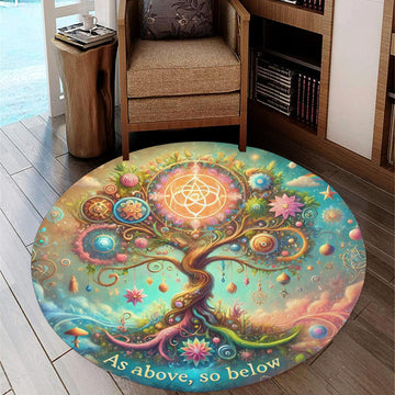 Spirit Tree of Life Round Rug Pagan Tree of life Carpet for Spiritual Homes-MoonChildWorld