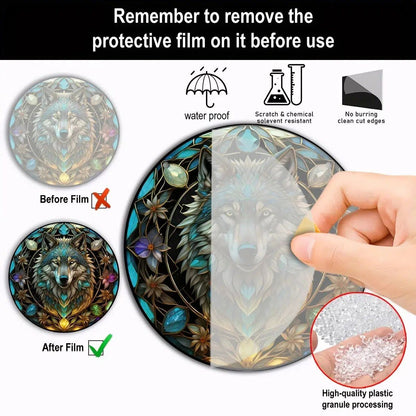 Spirit Wolf Suncatcher Witchy Acrylic Round Sign-MoonChildWorld