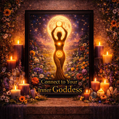 Spiritual Pagan Spiral Goddess Art - Black Framed Canvas Wall Print for Wiccan Home Decor-MoonChildWorld