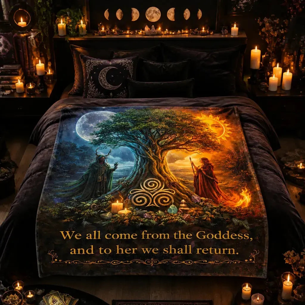 Spiritual Tree of Life Day & Night Blanket Pagan Triskele Yggdrasil Blanket_mockup_1.webp