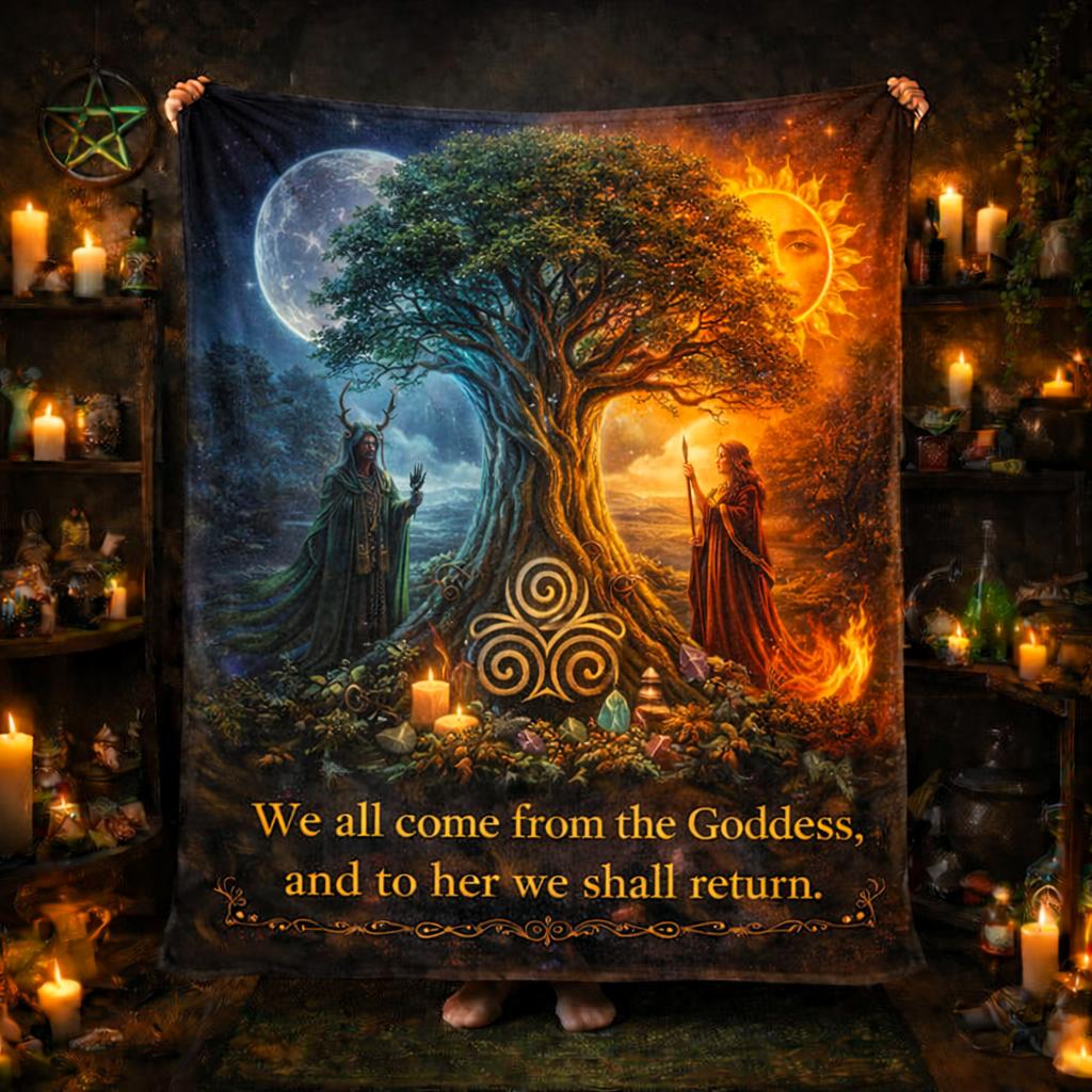 Spiritual Tree of Life Day & Night Blanket Pagan Triskele Yggdrasil Blanket-MoonChildWorld