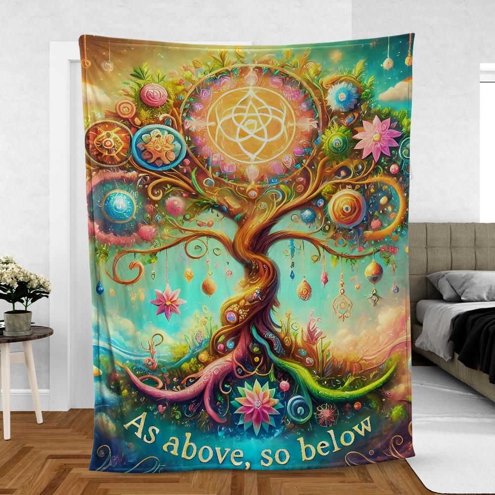 Spiritual Tree of Life Throw - Yggdrasil Inspired Blanket for Meditation & Sacred Spaces-MoonChildWorld