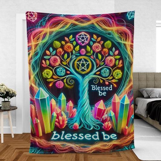 Spiritual Tree of Life Throw - Yggdrasil Inspired Blanket for Meditation & Sacred Spaces