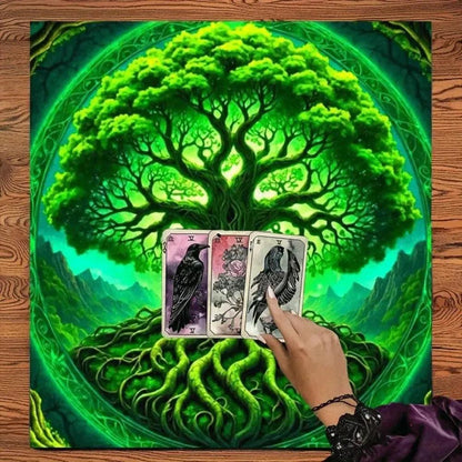 Spiritual Tree of Life Wicca Altar Cloth Mystic Tarot Tablecloth for Divination Pagan Decor-MoonChildWorld