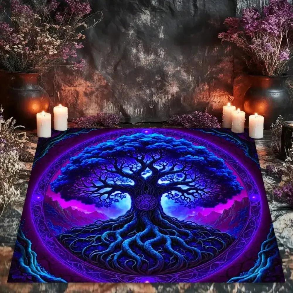Spiritual Tree of Life Wicca Altar Cloth Mystic Tarot Tablecloth for Divination Pagan Decor-MoonChildWorld