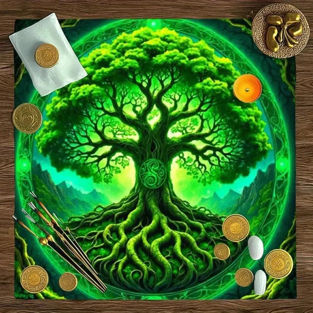 Spiritual Tree of Life Wicca Altar Cloth Mystic Tarot Tablecloth for Divination Pagan Decor-MoonChildWorld